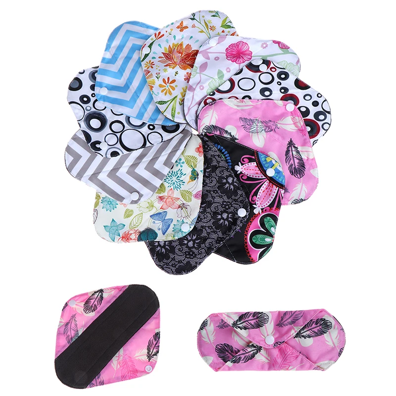 Women Reusable Cloth Menstrual Pads With Wings, Organic Bamboo Inner Mama Pads Pantyliner For Light Flow Days 20*18cm