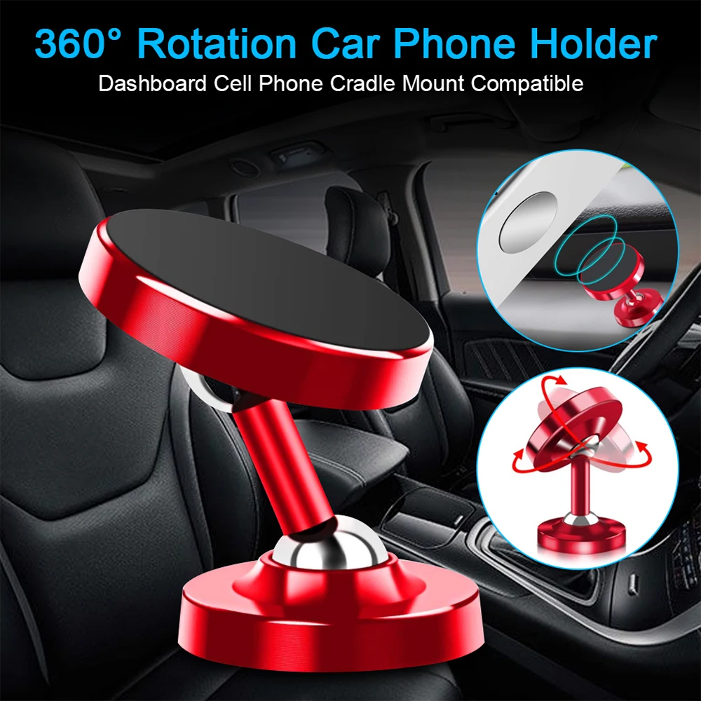 

Magnetic Phone Car Mount 360° Rotation Car Smartphone Holder for Dashboard Cell Phone Cradle Mount Compatible with iPhone Huawei