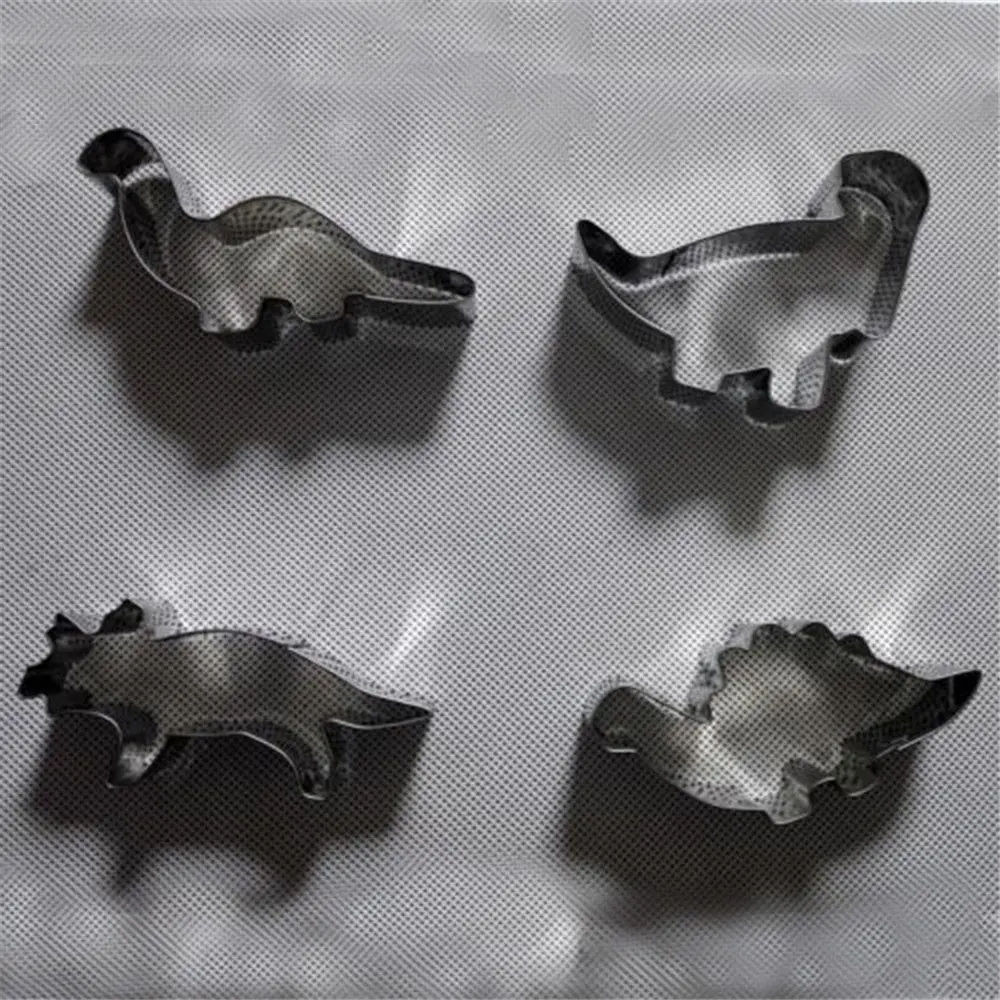 Hot New 4Pcs/Set Stainless Steel Dinosaur Animal Fondant Cake Cookie Biscuit Cutter Decorating Mould Pastry Baking Tools Mode