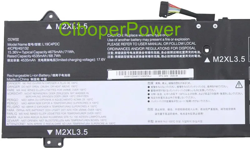 Bateria L19d3pda L19c0pda Bateria de 14s Sb45wh Sb10z21196 L19l3pda 5b10z21198 - Imagem 3