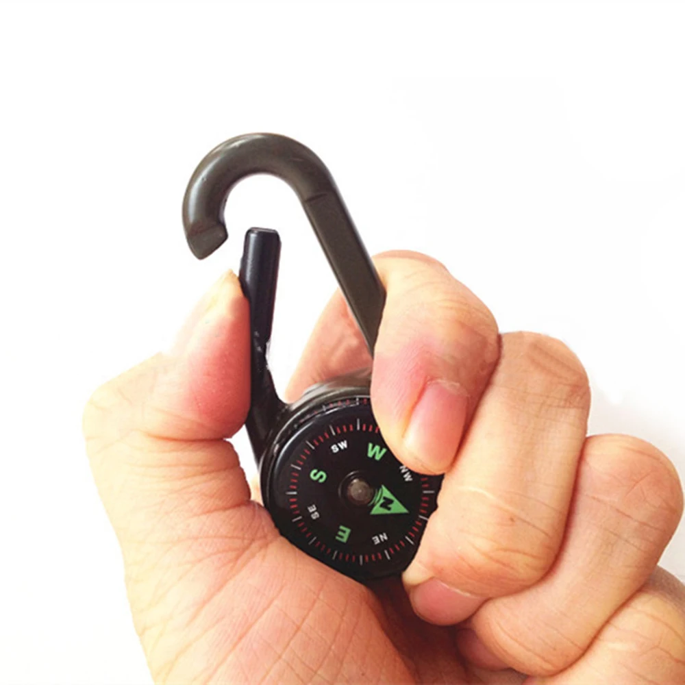 

Multifunctional Mini double-sided Carabiner Compass Thermometer Key Ring Snap Hook KeyChain Outdoor Camping Hiking Survival Tool