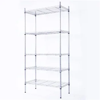 

Rectangle Carbon Steel Metal Assembly 5-Shelf Storage Rack Silver Gray