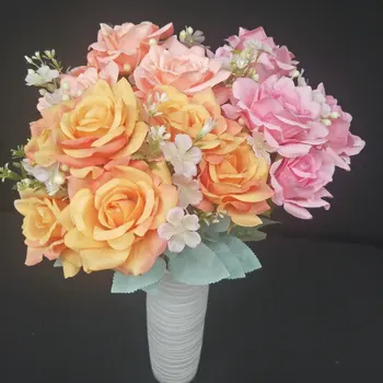 

1PC 7 Heads Artificial Flowers 50CM Rose Bouquet Silk Fake Flower for Wedding Home Decoration Holding Flower
