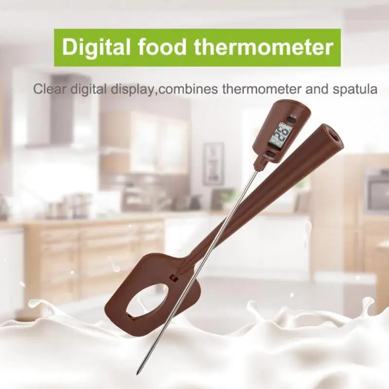  Silicone Spatula With Lcd Display Digital Thermometer Multipurpose Cooking Shovel Scraper Kitchen B
