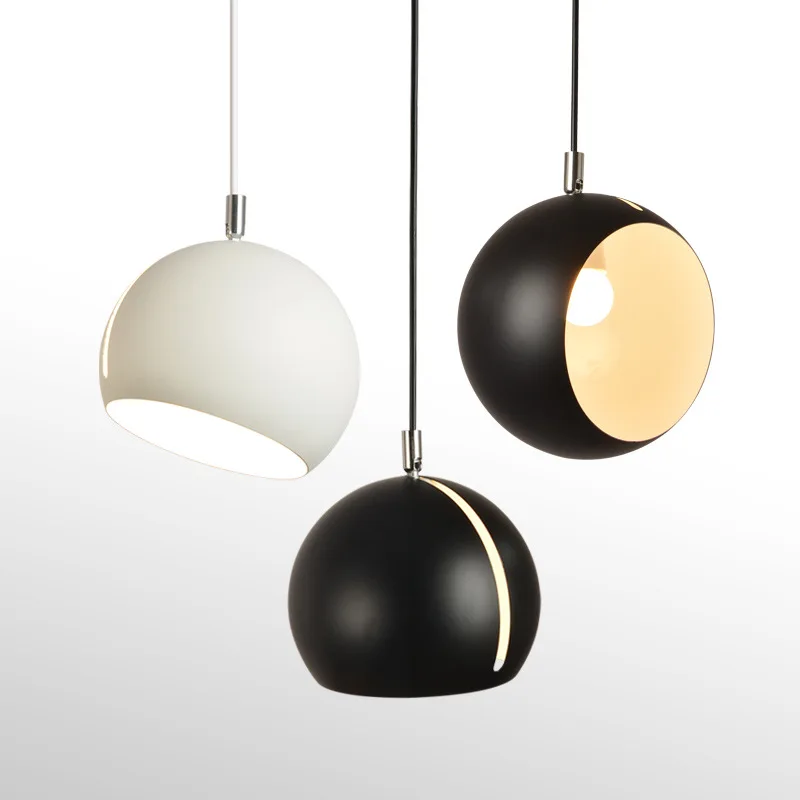 Nordic Tilt Sphere Regolabile Led Globe Hanging Light Nero Bianco Verniciato Comodino Droplight Lampada A Sospensione Per Lobby Camera Da Letto Bar