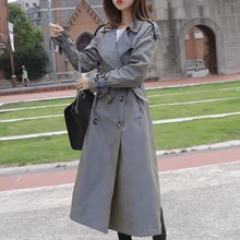 British Style Victorian Trench Coat Waterproof Chameleon Cotton Long Femme Double-Breasted Lady Duster Coat Blue Pink