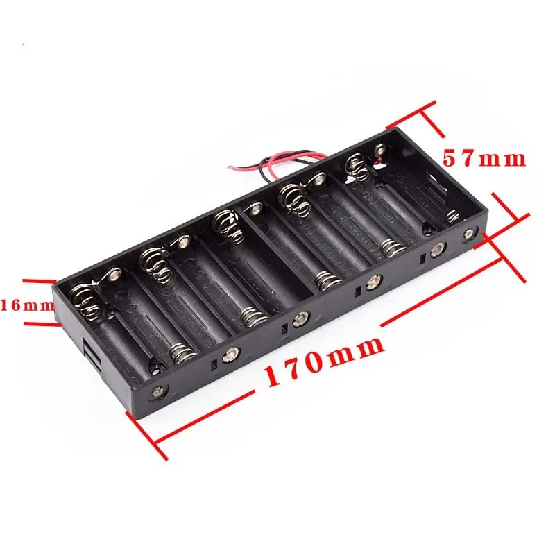 10X1.5V AA 배터리 홀더 플라스틱 쉘 10 슬롯 15V 배터리 보관함 케이스 검정색 이중 와이어 리드 포함