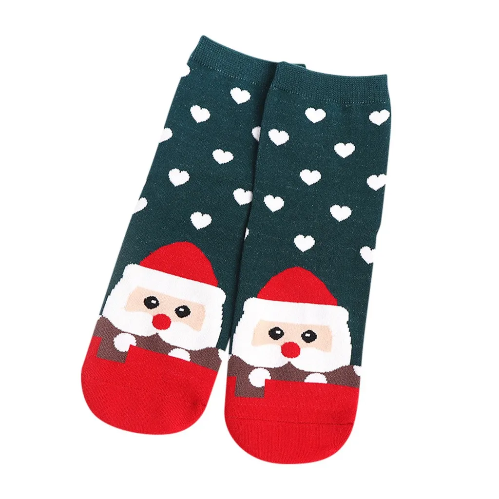 Рождественские носки женские хлопковые зимние забавные носки Skarpetki милые носки-тапочки с Санта Клаусом и снежинками Sokken Dames OY50 - Цвет: as photo
