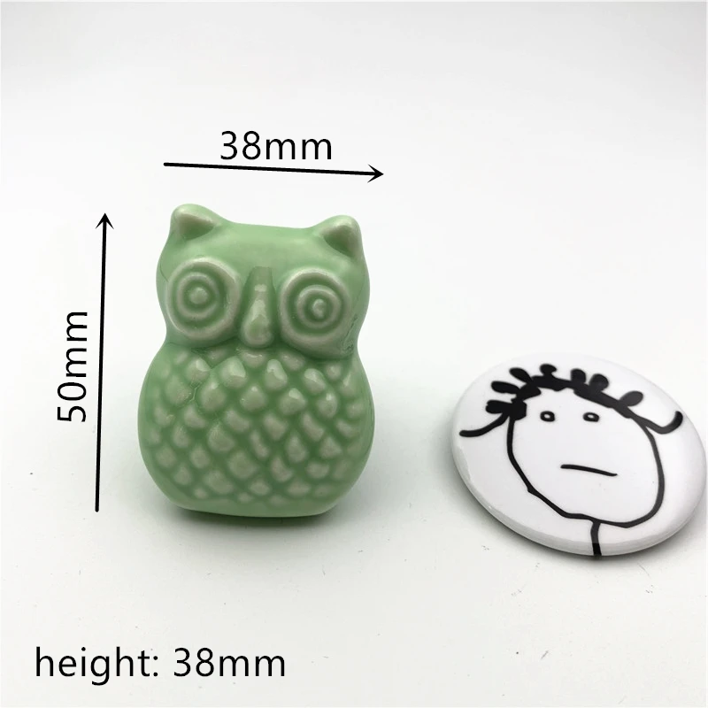 Light Green Owl LCH пасторальный стиль сова цветок глазурь Американский Европейский стиль керамическая ручка для шкафа Ручка Средиземноморский стиль слива - Цвет: Light Green Owl