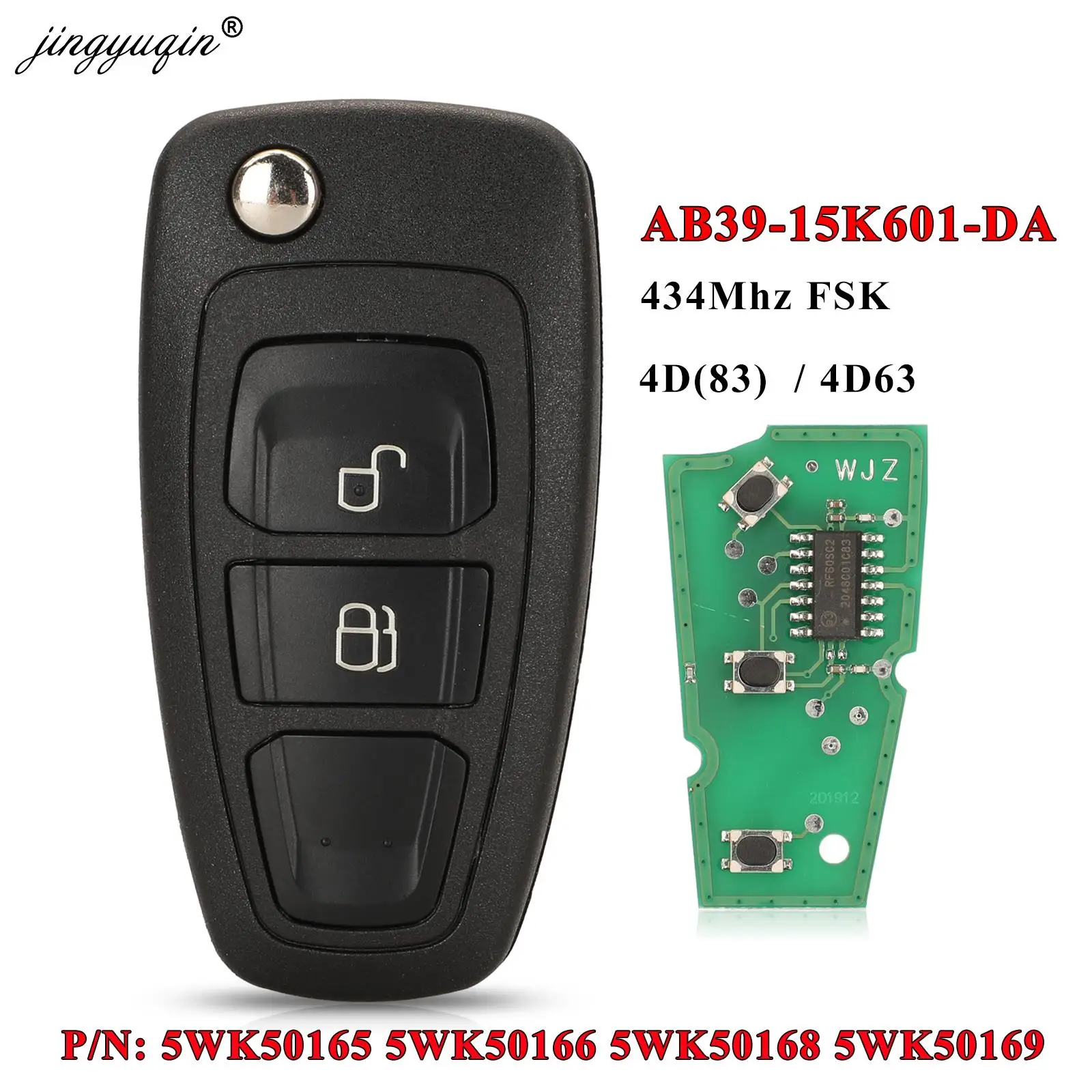 Jingyuqin 2BT 434 МГц 4D63 дистанционный Автомобильный ключ для Ford Ranger C-Max Focus Grand Mondeo 5WK50165