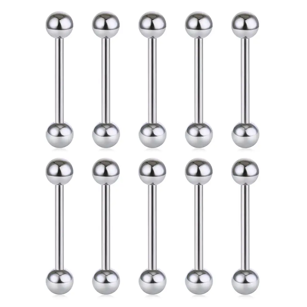 10pcs-19mm 10 шт, нержавеющая сталь, пирсинг, пирсинг, штанга, длинная спираль, пирсинг, штанга бижутерия для тела - Окраска металла: 10pcs-19mm