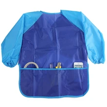 Children Kids Craft Apron For Painting Waterproof Smock Sleeve 17.3"x21.65" WxH, Blue