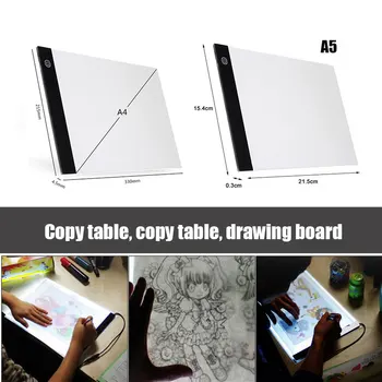 

A4/A5 LED Drawing Boards Tracing Board Copy Pads LED Drawing Tablet Plate Art Writing Stepless Dimming H-best