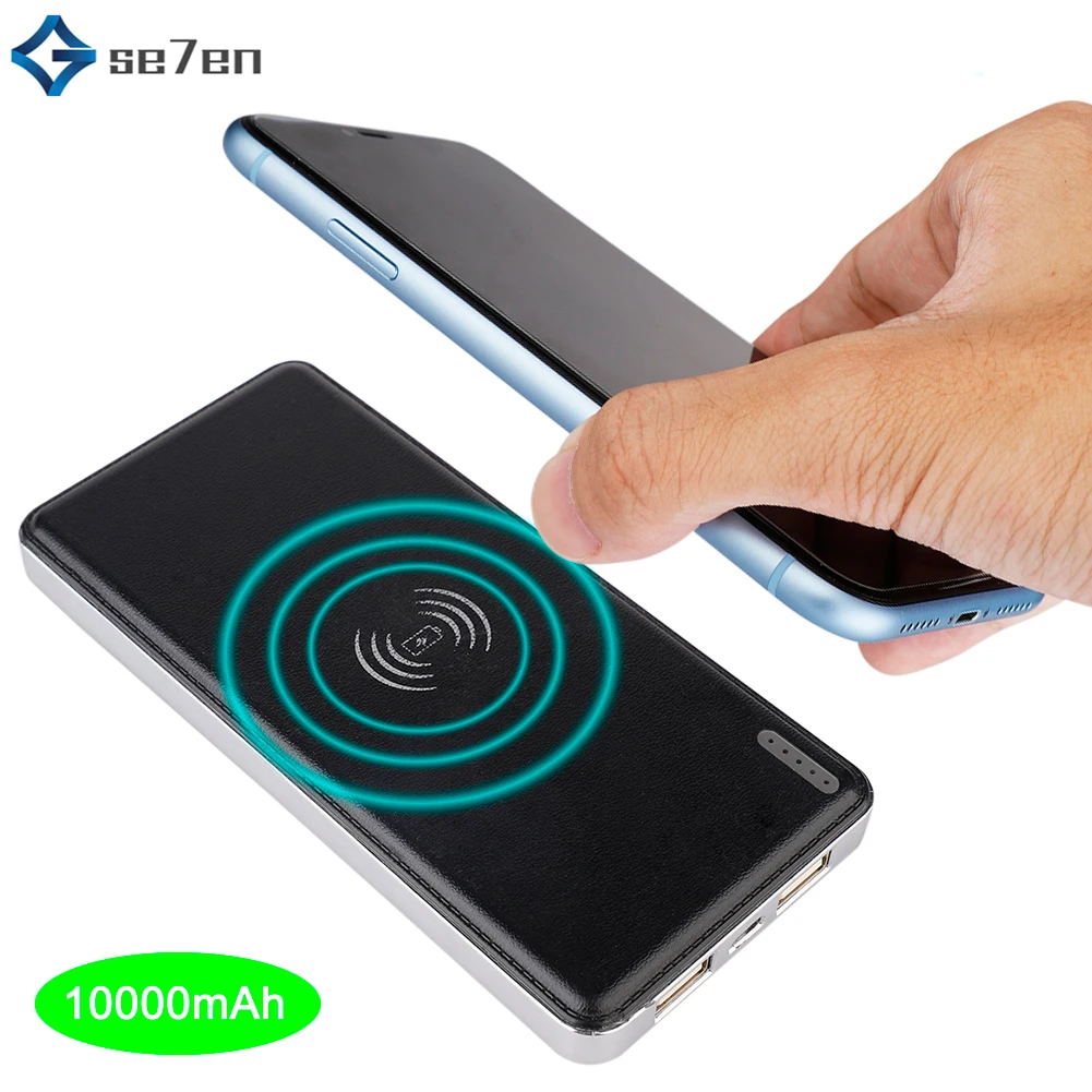 10000 мАч внешняя батарея для iPhone 7 X samsung huawei Xiaomi Qi Беспроводное зарядное устройство power Bank Беспроводное зарядное устройство