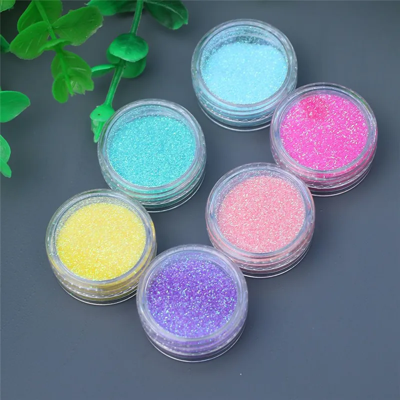 6 Box/Set Gradient Shiny Nail Glitter Powder Holographic Sparkly Manicure Nail Art Chrome Pigment Diy Nail Art Decoration Kit