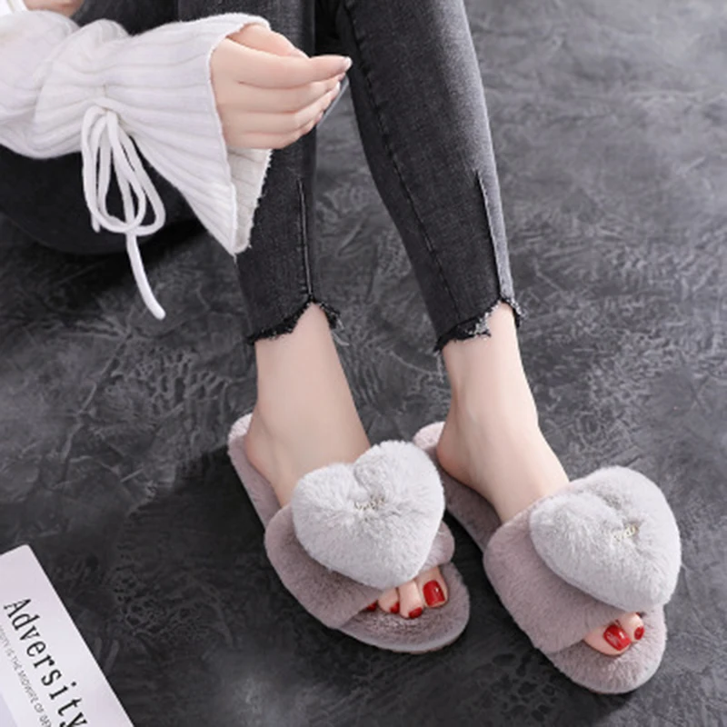 SWQZVT 2020 Women house slippers shoes open toe bedroom floor slippers for women love non-slip pink indoor winter shoes ladies (23)