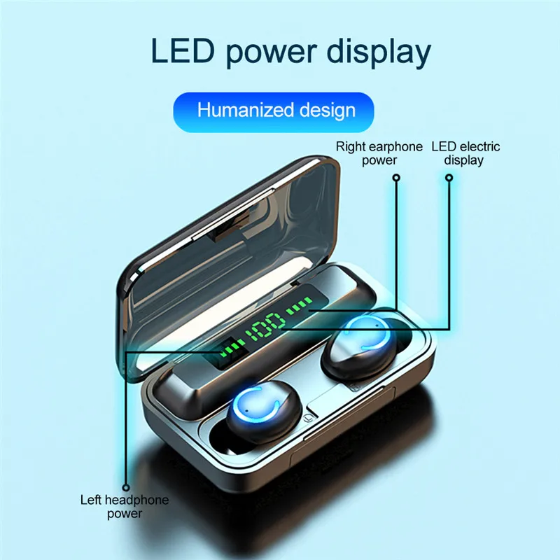 XVIDA F9 7 TWS touch bluetooth 5 0 headset with C LED indicator wireless earphone mini sport earbuds for charging smartphone
