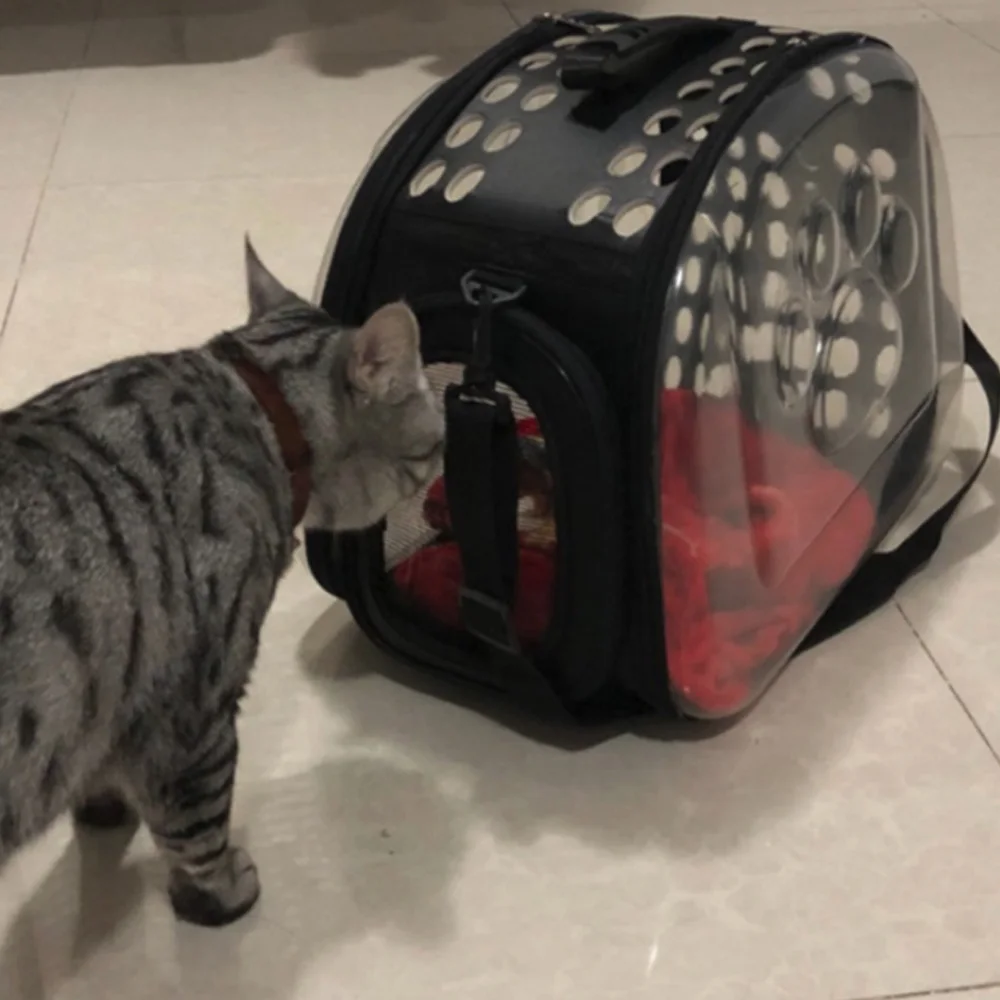 Small black Прозрачные Pet кошка собака сумка дорожная сумка, сумка в виде кота Pet мешок Портативный дышащие эва вне Рюкзаки Сумки для кошек - Цвет: Small black