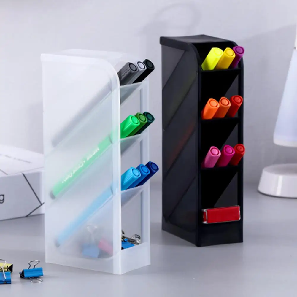 

4 Grid Desktop Pen Holder Pencil Makeup Brush Cosmetic Storage Organizer Box Storage Container Large Capacity Home Office Storag