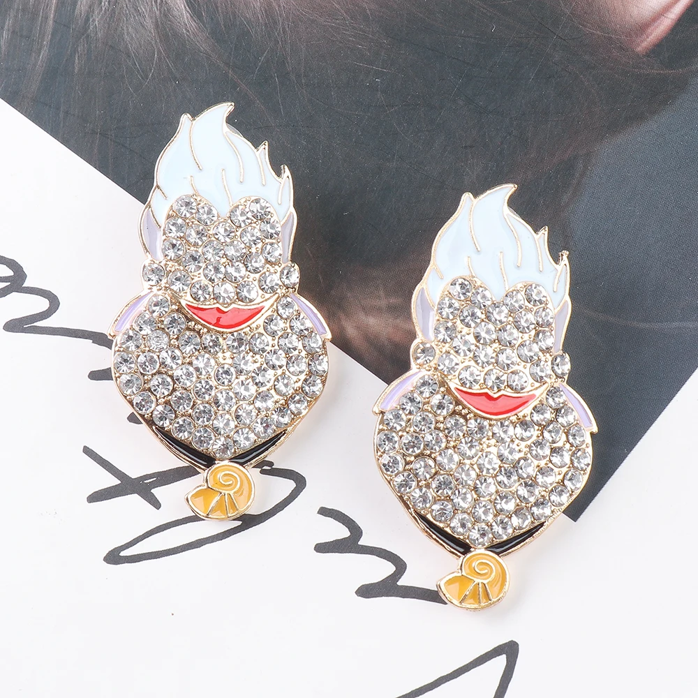 Drop Earrings Crystal Earrings Rhinestone Cartoon Halloween Earrings Crystal Drop Earring for Women
