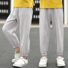 Штаны для мальчиков лето г. Новые стильные тонкие Капри Повседневные детские повседневные домашние штаны противомоскитные штаны для больших мальчиков