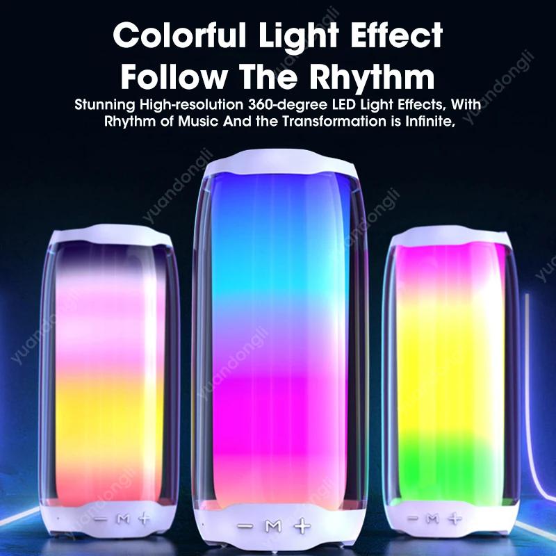 TWS Colorful Light Speaker Portable Bluetooth Outdoor Loundspeaker Subwoofer FM Radio Sound Dazzling LED Lights Desktop Card | Электроника