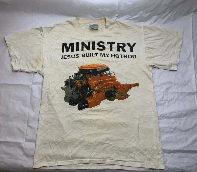 Ministry 1991 90s Jesus Built My Hotrod Brockum группа рубашка винтажная |