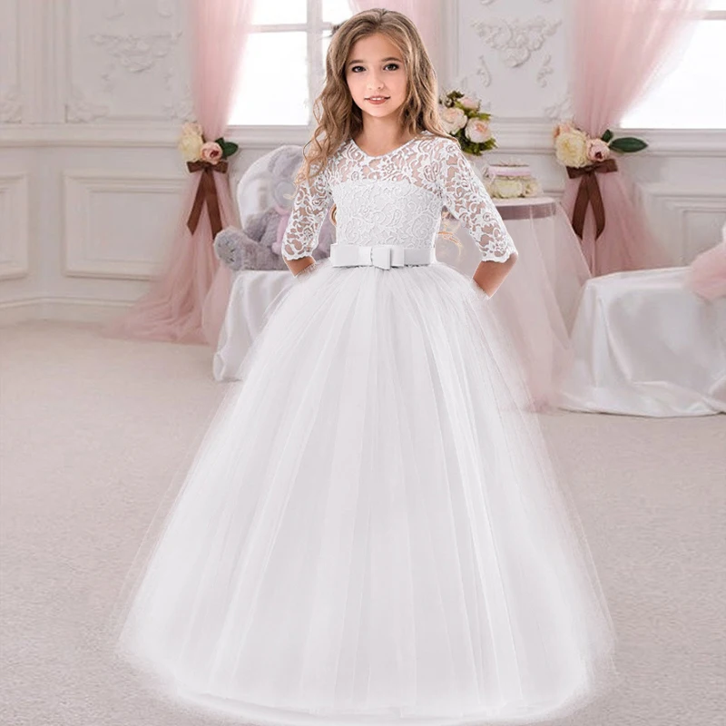 2021 Summer White Bridesmaid Girl Party Dress Wedding Dress Kids Dresses For Girls Children