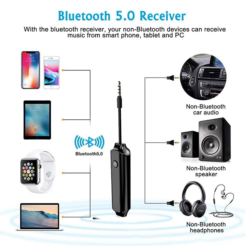 Bluetooth 5 0 Receiver 3 5mm Jack Aux Audio Receiver Adapter For Mobile Phone Headphone Wireless Music Adapter MP3 Car Kit