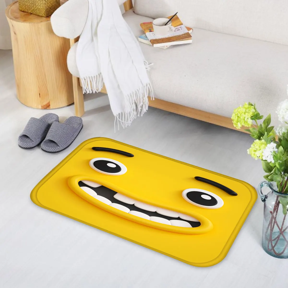 

Flannel Smiley face Doormats Bathroom Kitchen Bedroom Carpet Home Floor Mats Living Room Anti-Slip Rug Home Decor Crafts Mat