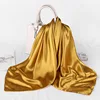 Foulard Hijab en Satin de Couleur Unie pour Femme, Châle Carré de 90cm pour Cheveux