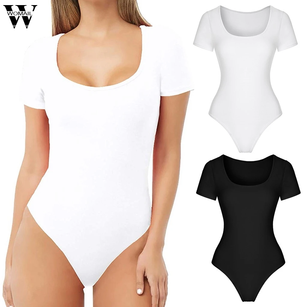 Womail Sexy bodysuit Women summer Slim Romper Summer Short Sleeve Bodycon Bodysuit White Minimalist short Jumpsuit Club Playsuit Womail Sexy bodysuit Women summer Slim Romper Summer Short Sleeve Bodycon Bodysuit White Minimalist short Jumpsuit Club Playsuit