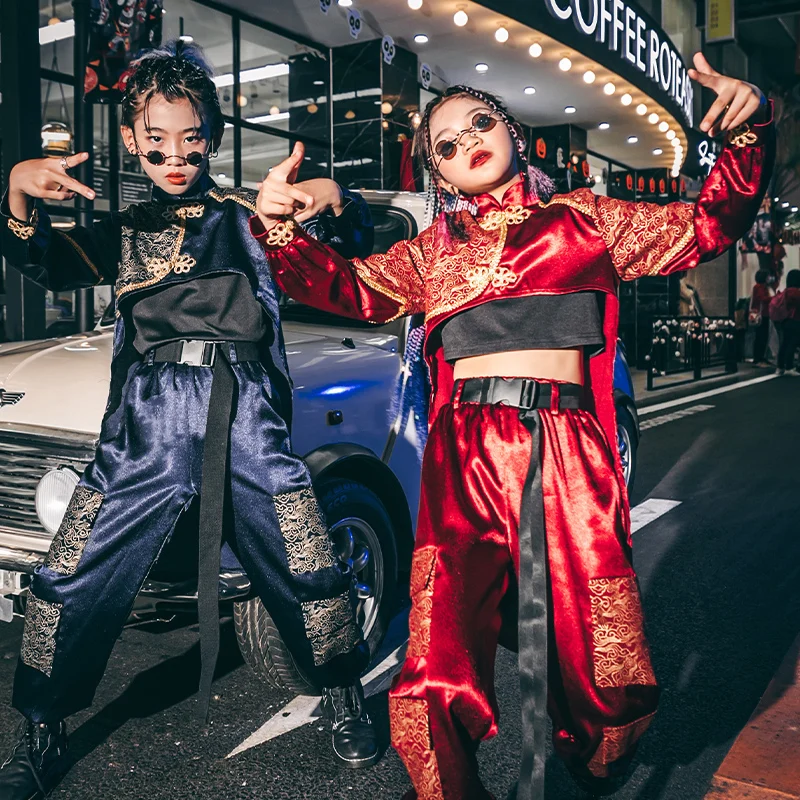 

Детская одежда для выступлений и танцев в современном уличном стиле, праздничная одежда в китайском стиле для мальчиков и девочек в стиле хип-хоп, джазовые танцевальные костюмы DQL6422