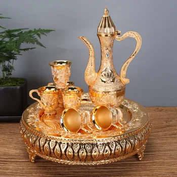 

White Wine Glass Set Creative Household European-Style Wine Set Tass Metal Flagon Liquor Divider High-End Russian Flagon