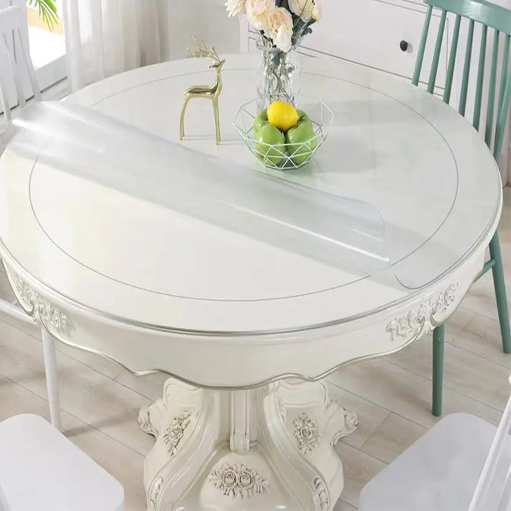 

Transparent Soft Glass Tablecloth Round Table Mat Pvc Crystal Plate Dining Table Cloth Plastic Soft Board Waterproof Table Mat