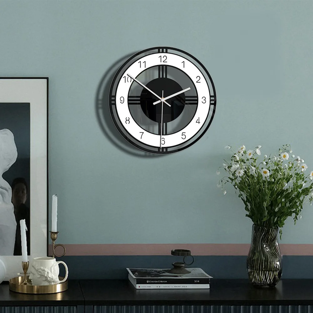 Модные простые акриловые с круглым циферблатом цифровые бесшумные настенные часы для офиса комнаты настенный орнамент изысканный классический Декор для дома