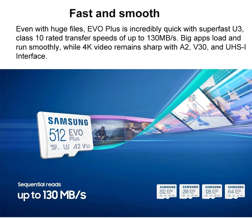 SAMSUNG Micro SD card 256GB Memory Card EVO Plus 256 GB Class10 TF Card C10 U3 Free Shipping cartao de