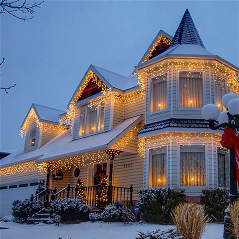 5 м Рождественский светодиодный занавес, гирлянда сосулька, свисающий свет 0,4-0,6 м, садовый сценический водонепроницаемый декоративный Сказочный свет с функцией памяти