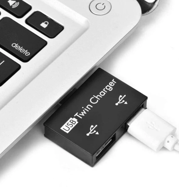 Mini divisor USB 2,0 de 2 puertos, adaptador de concentrador de cargador USB para teléfono, tableta, ordenador, periféricos, Accesorios de ordenador 3