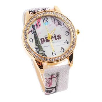 

Eiffel Tower Print Quartz Watch Casual Leather Strap Ladies Watches 2020 Fashion Sports Round Wristwatch часы женские наручные
