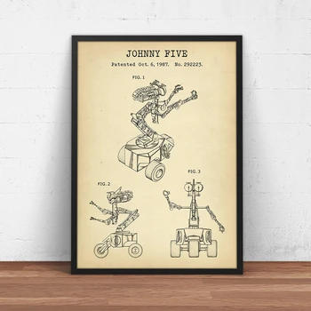 

Short Circuit Movie Johnny 5 Patent Vintage Poster Prints Robot Blueprint Sci Fi Wall Art Canvas Painting Pictures Home Decor