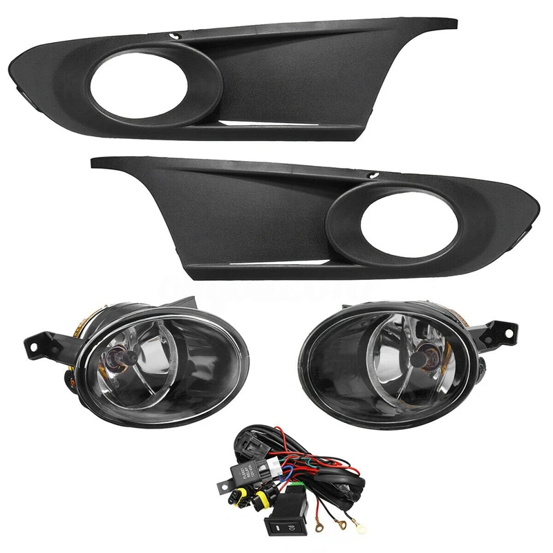 

Pair Fog Light Lamp Grille Cover Cable Switch Kits for Jetta Golf MK6 2011-2014 with Switch and Harness