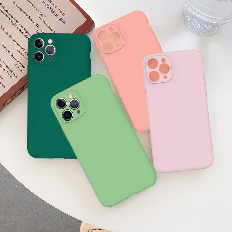 Ультратонкий силиконовый однотонный чехол для iPhone SE 2020 11 Pro MAX XR X XS Max мягкие чехлы