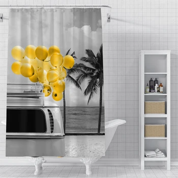 

Custom golden Waterproof Shower Bath Curtain Printed Bathroom Decor Various Sizes#2020-06-04-6