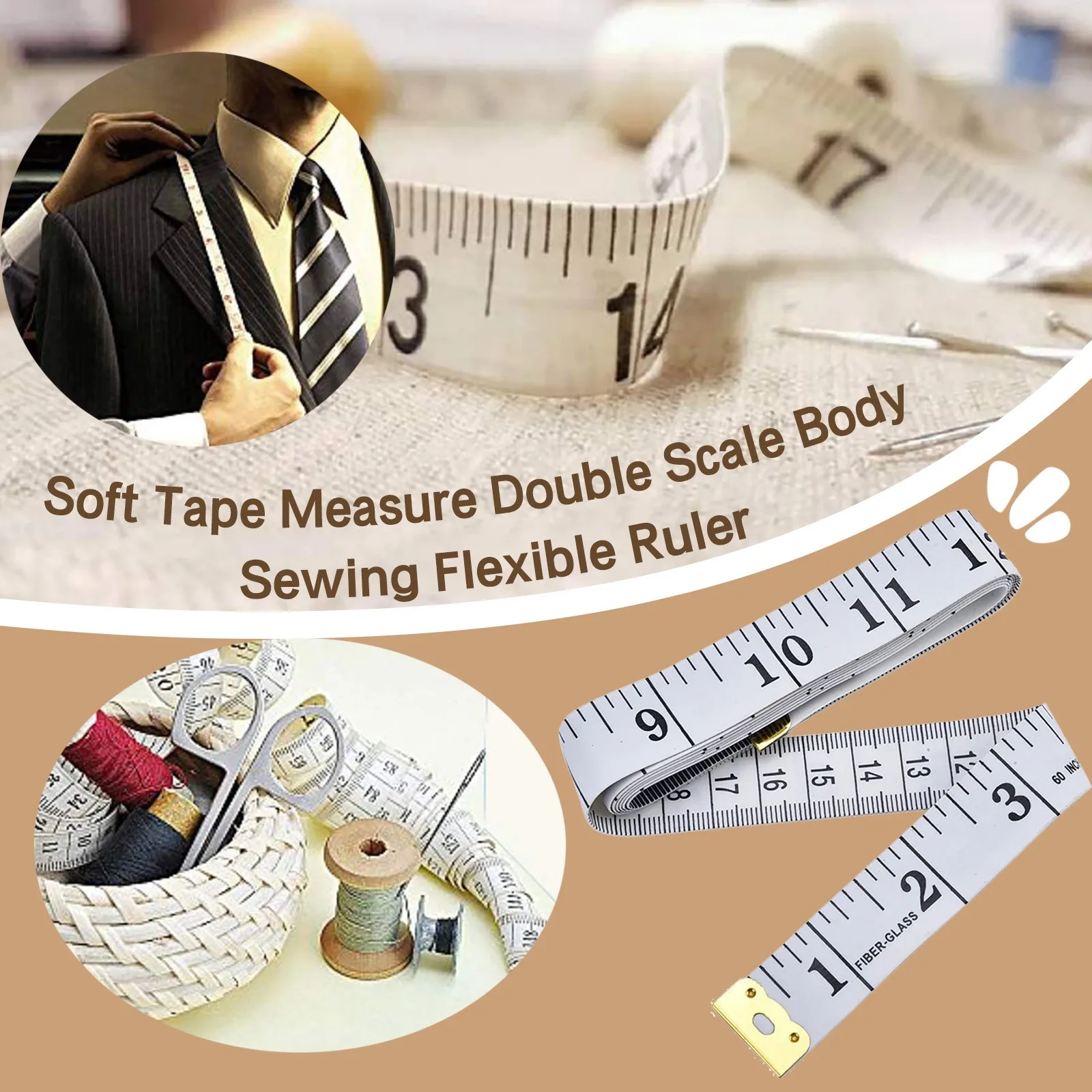 Double Scale Ruler Soft Tape Measure Flexible Rulers Body Sewing Tailor Cloth Ruler Sewing