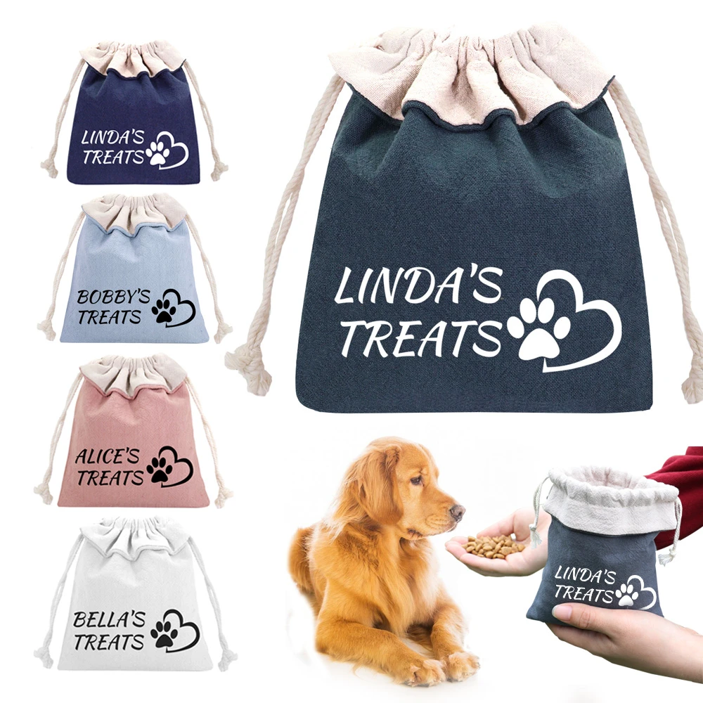 Bolsa de personalizada para perros, bolsa portátil de viaje al aire libre para entrenamiento mascotas, para aperitivos, para comida de mascotas, bolsas de basura estampado gratis, Nombre de mascota|Accesorios