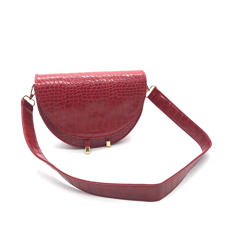 MLHJ Женская сумка через плечо модная крокодиловая полукруглая седельная сумка из искусственной кожи сумки на плечо для женщин дизайнерские сумки - Цвет: Red