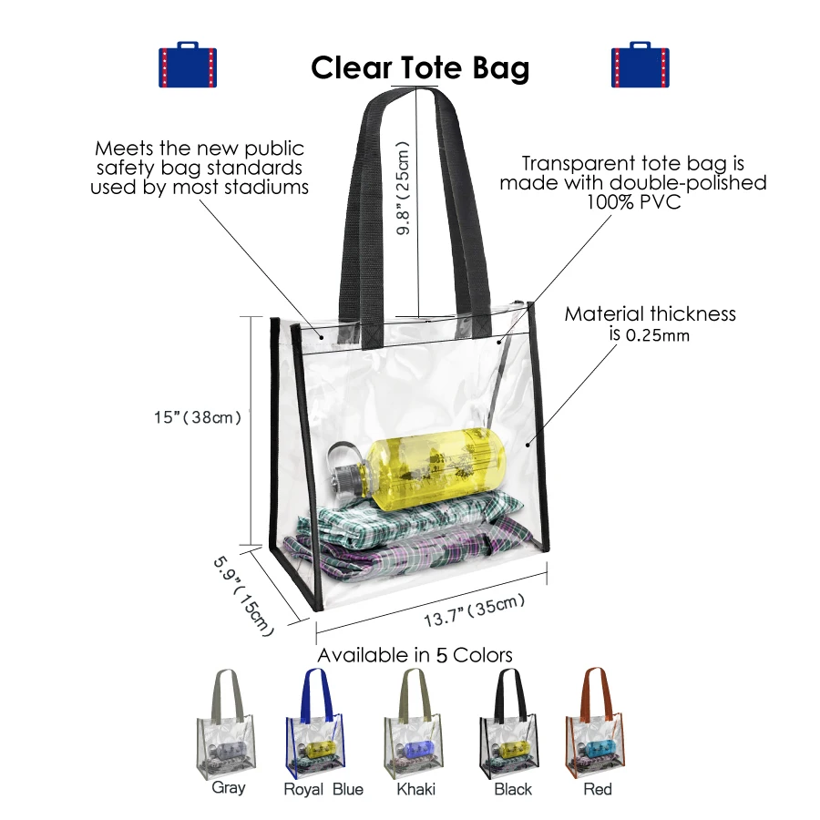 Borsa Tracolla Trasparente In PVC A Doppio Piano - 29x15x30 Cm, Approvata Stadi, Per Lavoro E Viaggio
