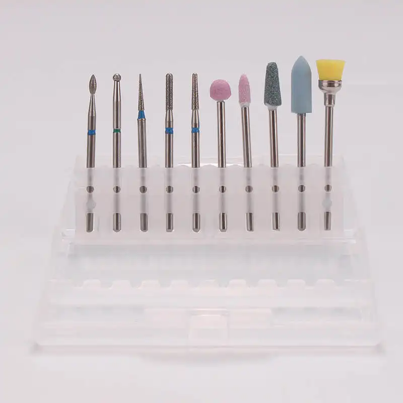 Rotativo para Manicure Cerâmica Unha Broca Bits Conjunto Fresa Cone Ponta Brocas Cutícula Elétrica Limpo Pedicure 10 Pçs 4 10 pçs cerâmica prego broca bits conjunto