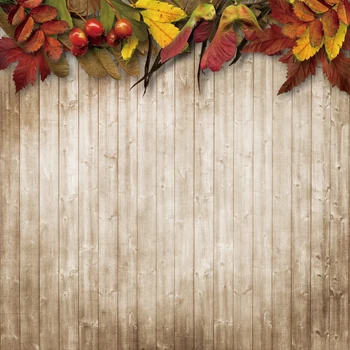 

Laeacco Old Vintage Wooden Board Autumn Leaves Doll Pet Portrait Photo Backgrounds Photography Backdrops For Photo Studio